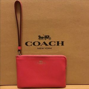 Coach Magenta Leather Wristlet NWT